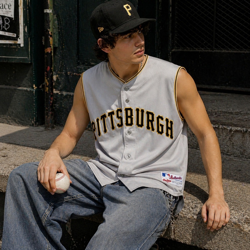 VTG Rawlings MLB Pittsburgh Pirates Authentic Jersey Vest Gray Size 40 USA Made